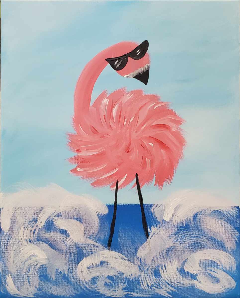Kids Virtual Flamingo Canvas Paint Lesson Prerecorded - A Sprinkle of Fun