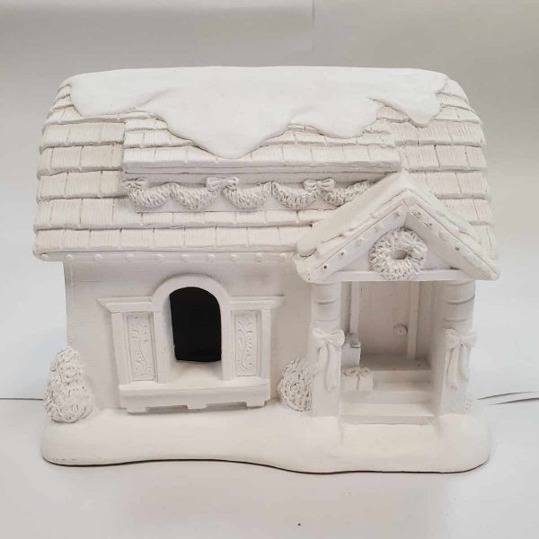 Plaster Paint Light Up Christmas Village House