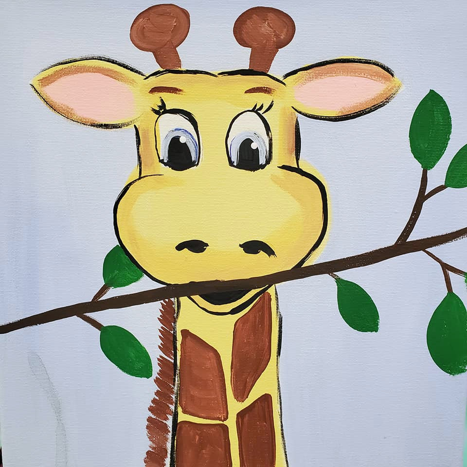 Kids Virtual Giraffe Canvas Paint Lesson Wednesday May 20, 4PM - A Sprinkle  of Fun