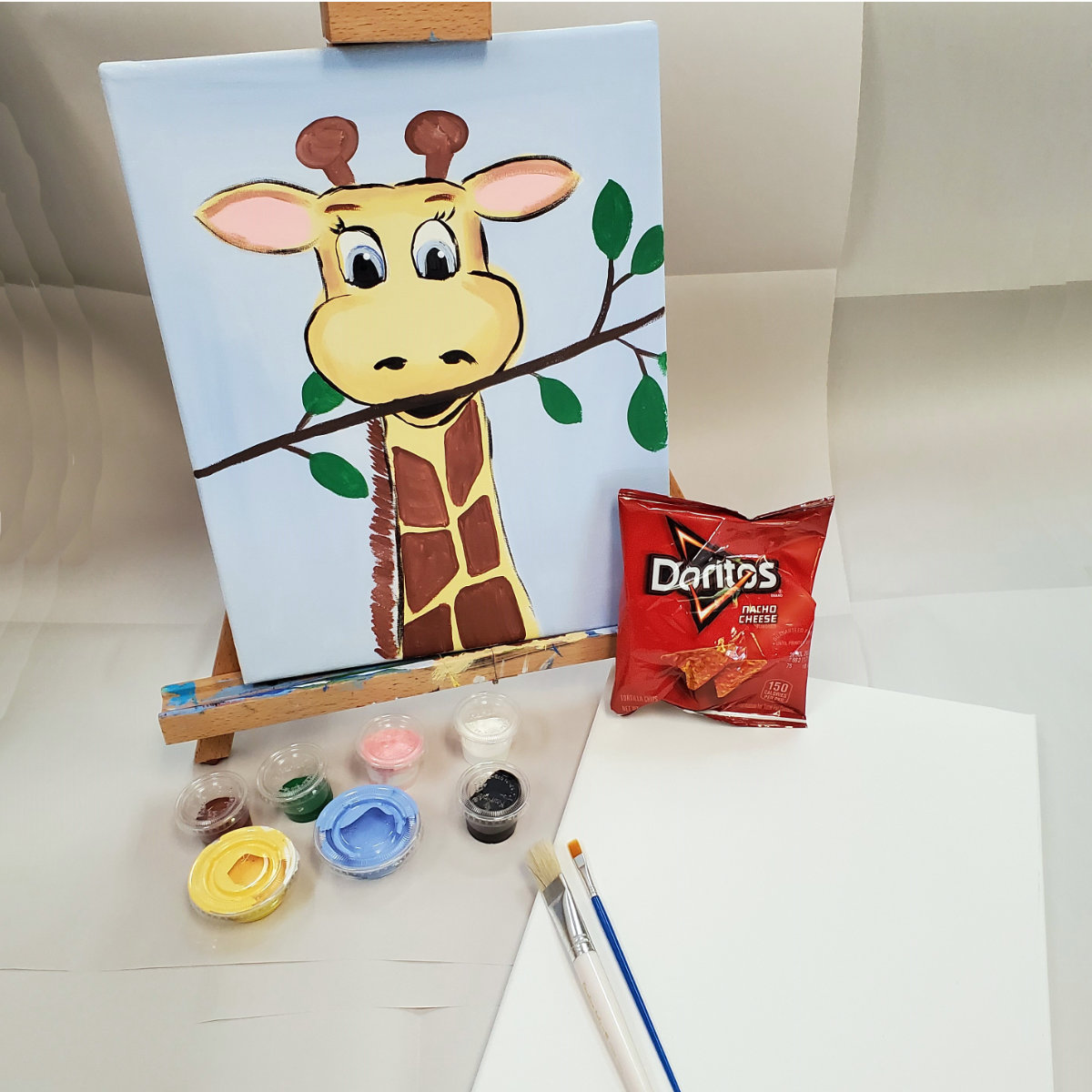 Kids Virtual Giraffe Canvas Paint Lesson Pre-recorded