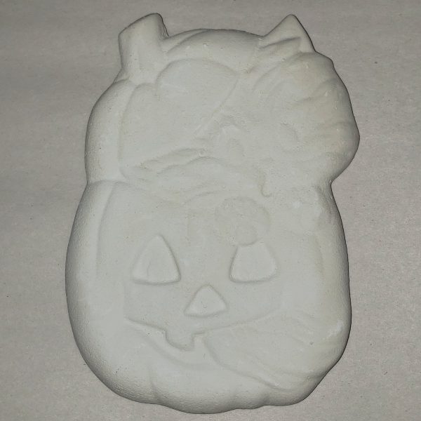 Plaster Paint Kitten in Jack O Lantern