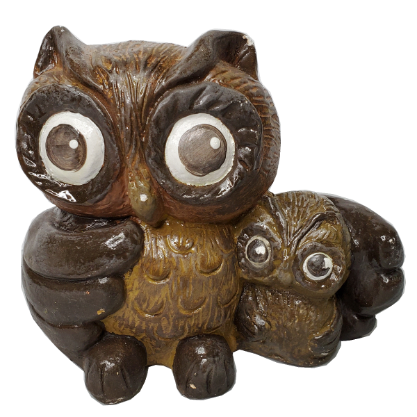 Owl & Baby Statue Painted