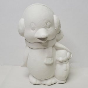 Plaster Paint Penguin & Baby Statue