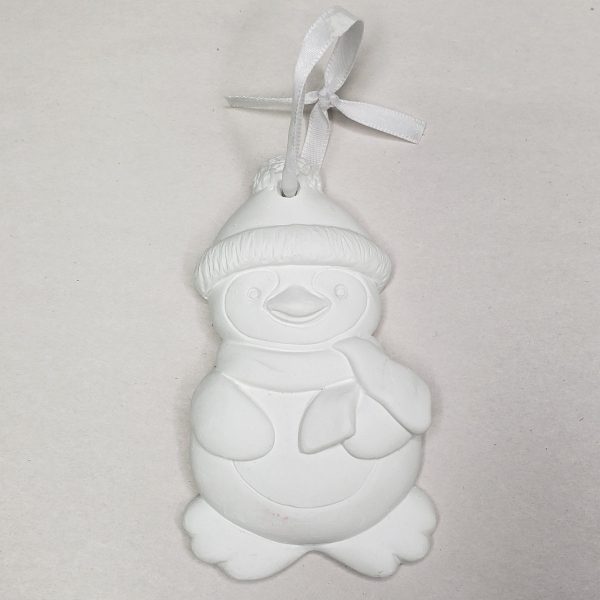 Plaster Paint Penguin Christmas Ornament