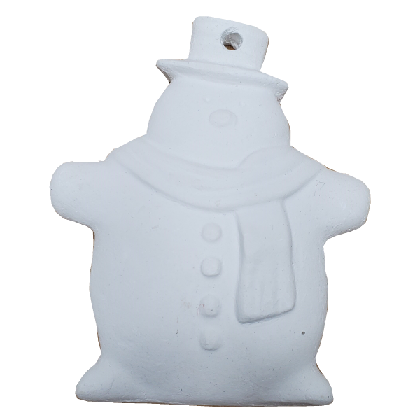 Plaster Paint Snowman Christmas Ornament