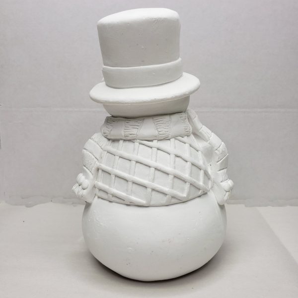 Plaster Paint Snowman Statue Rear