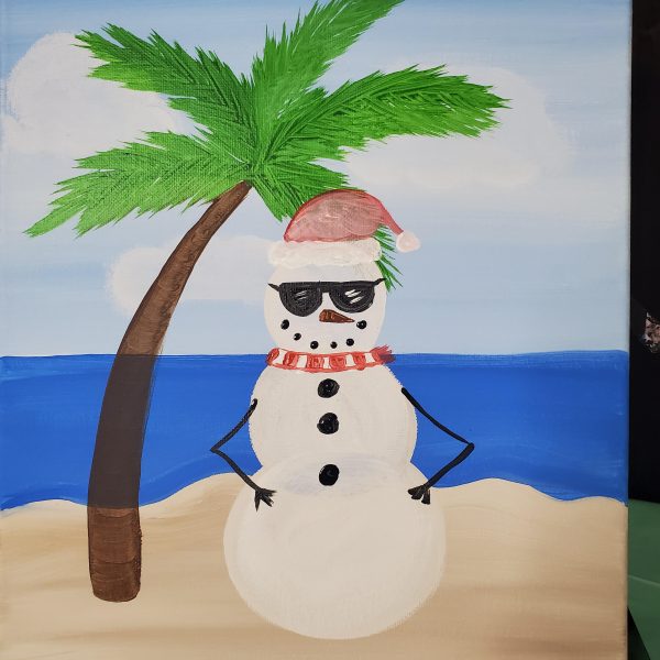 Summer Snowman Canvas Painting