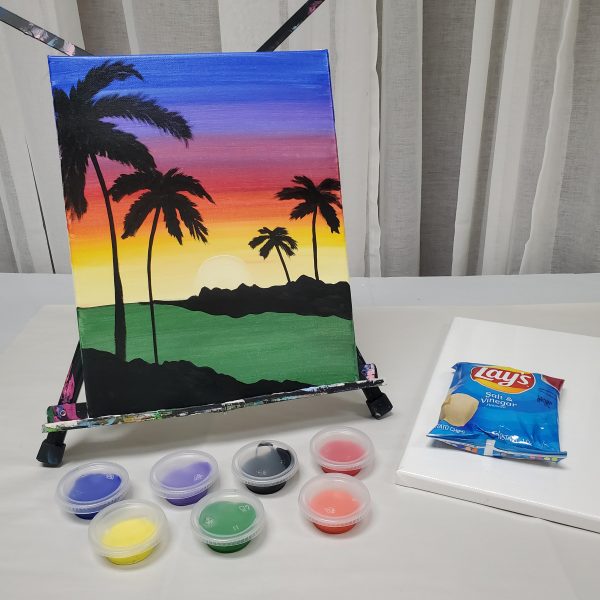 Sunset Palm Trees Canvas Paint Kit