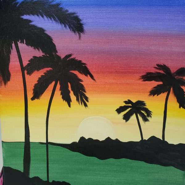 Sunset Palm Trees Canvas Art