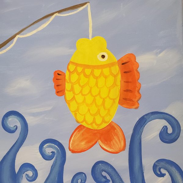 Fish on a Hook Canvas Painting