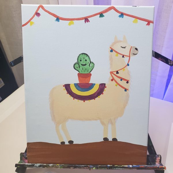 Cactus Llama Canvas Painting