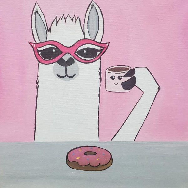 Paint & Sip Cocoa Llama Canvas Painting