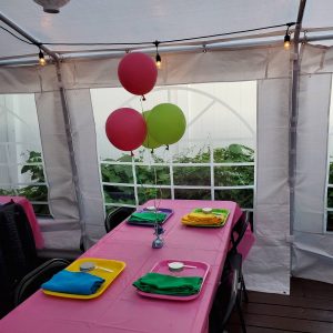 Outdoor party tent balloons