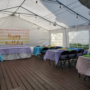 Colorful theme party in outdoor tent