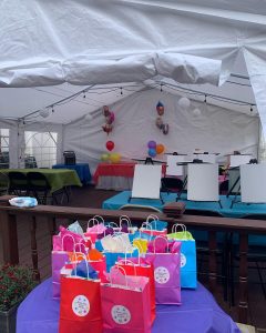 Canvas party in outdoor party tent