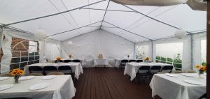 Outdoor party tent setup