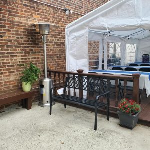 Party patio with heater