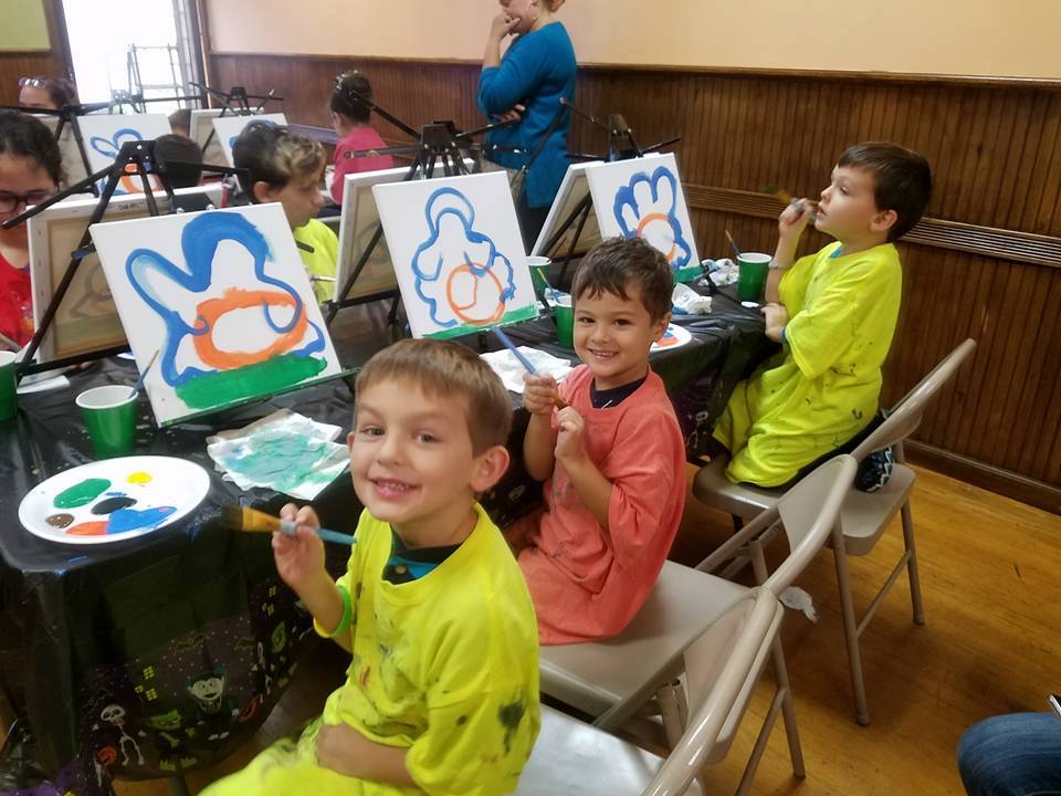 Happy children at Canvas paint party